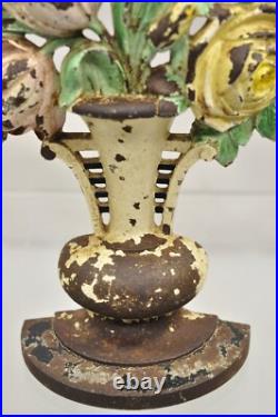 Antique Victorian Hubley Tall Cast Iron Figural Floral Painted Bouquet Door Stop Antique Victorian Hubley Tall Cast Iron Figural Floral Painted Bouquet Door Stop