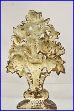 Antique Victorian Hubley Tall Cast Iron Figural Floral Painted Bouquet Door Stop Antique Victorian Hubley Tall Cast Iron Figural Floral Painted Bouquet Door Stop
