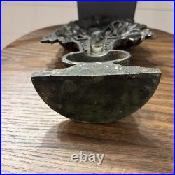 Antique Victorian Hubley cast iron floral doorstop, orig. Polychrome paint, EUC