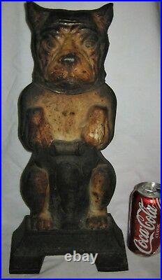 Antique Victorian USA Boston Terrier Lg Dog Doorstop Cast Iron Statue Hubley Toy