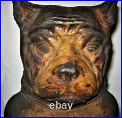 Antique Victorian USA Boston Terrier Lg Dog Doorstop Cast Iron Statue Hubley Toy