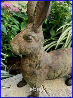 Antique Vintage 10 Pound Cast Iron Rabbit Garden Statue Doorstop