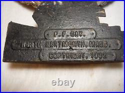 Antique/ Vintage 1932 P. F. Gay Cast Iron Door Stop Original Paint Ship Mass