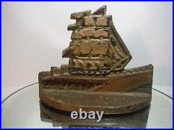 Antique/ Vintage 1932 P. F. Gay Cast Iron Door Stop Original Paint Ship Mass