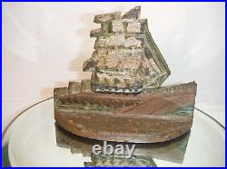 Antique/ Vintage 1932 P. F. Gay Cast Iron Door Stop Original Paint Ship Mass