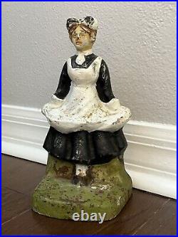 Antique Vintage 9 Pound 1925 French Maid Lady Doorstop