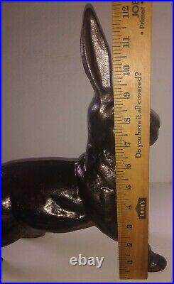 Antique Vintage 9+lbs Cast Iron Standing Rabbit Doorstop Great Condition For Age
