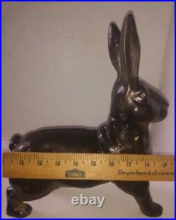 Antique Vintage 9+lbs Cast Iron Standing Rabbit Doorstop Great Condition For Age