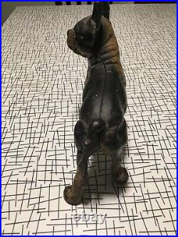 Antique Vintage Cast Iron Dog Doorstop Boston Terrier 10 over 7 pounds
