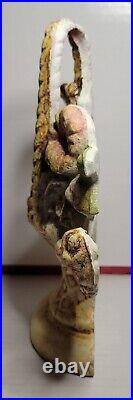 Antique Vintage Cast Iron Door Stop Flower Basket Size 10 X 8 Inches Nice Patina