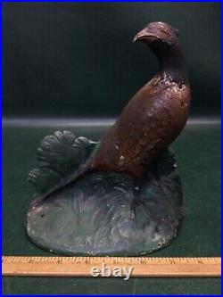 Antique Vintage Cast Iron Fred Everette Hubley Pheasant Game Bird Door Stop