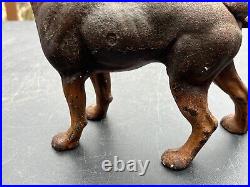 Antique Vintage Cast Iron Hubley Boston Terrier Boxer Door Stop Brown