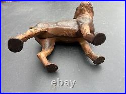 Antique Vintage Cast Iron Hubley Boston Terrier Boxer Door Stop Brown