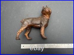 Antique Vintage Cast Iron Hubley Boston Terrier Boxer Door Stop Brown