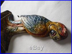Antique Vintage Cast Iron Painted Parrot Macaw Door Stop, possibly Hubley, 7