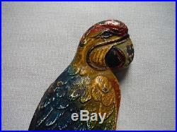 Antique Vintage Cast Iron Painted Parrot Macaw Door Stop, possibly Hubley, 7