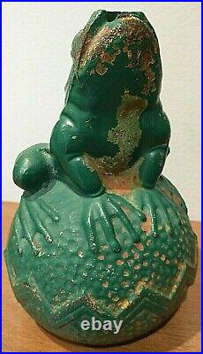 Antique Vintage Figural Iron Garden Sprinkler A Frog On A Ball Not A Doorstop