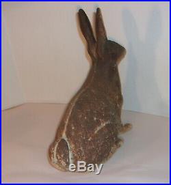 Antique Vintage Full Size Cast Iron Bunny Rabbit Lawn Decor Or Door Stop