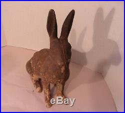 Antique Vintage Full Size Cast Iron Bunny Rabbit Lawn Decor Or Door Stop