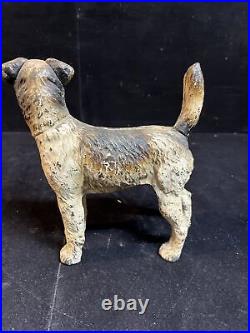 Antique Vintage HUBLEY #279 Wire Hair Fox Terrier Cast Iron Dog Doorstop 8.75