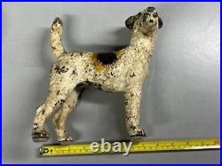 Antique Vintage HUBLEY #279 Wire Hair Fox Terrier Cast Iron Dog Doorstop 8.75