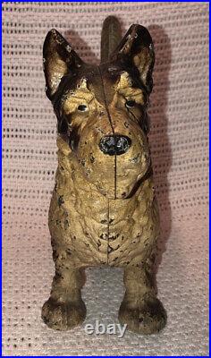 Antique Vintage HUBLEY #305 Scotty Scottish Terrier Cast Iron Dog Doorstop 8.25