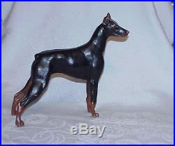 Antique Vintage HUBLEY Cast Iron DOBERMAN PINSCHER Dog DOORSTOP Org Paint 9in