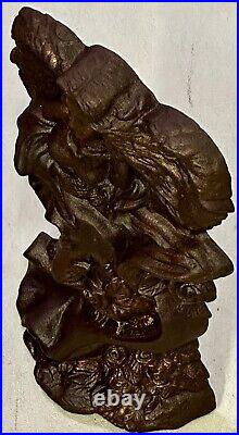 Antique Vintage Heavy Cast Iron Angel With Roses Design Door Stopper Book End