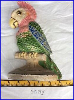 Antique Vintage Hubley #180 Parrot Cast Iron Doorstop, Statue, Sculpture