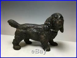 Antique Vintage Hubley Cast Iron Cocker Spaniel Doorstop Dog Heavy Black