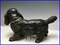 Antique Vintage Hubley Cast Iron Cocker Spaniel Doorstop Dog Heavy Black