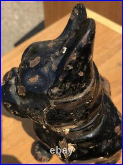 Antique Vintage Hubley Cast Iron French Bulldog Dog Door Stop 1900s! Rare cast