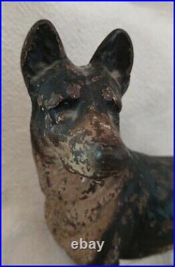 Antique Vintage Hubley Cast Iron German Shepherd Police Dog Doorstop #290