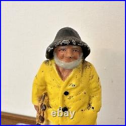 Antique Vintage Old Salt Fisherman Cast Iron Bookend Doorstop Figure 6.5in Antique Vintage Old Salt Fisherman Cast Iron Bookend Doorstop Figure 6.5in