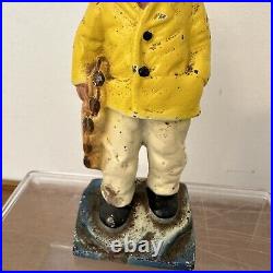 Antique Vintage Old Salt Fisherman Cast Iron Bookend Doorstop Figure 6.5in Antique Vintage Old Salt Fisherman Cast Iron Bookend Doorstop Figure 6.5in