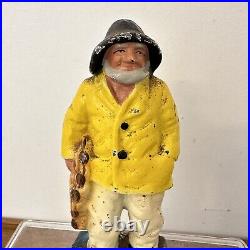 Antique Vintage Old Salt Fisherman Cast Iron Bookend Doorstop Figure 6.5in Antique Vintage Old Salt Fisherman Cast Iron Bookend Doorstop Figure 6.5in