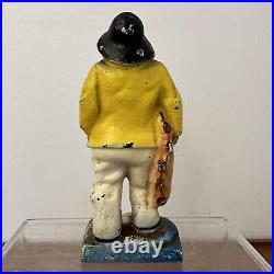 Antique Vintage Old Salt Fisherman Cast Iron Bookend Doorstop Figure 6.5in Antique Vintage Old Salt Fisherman Cast Iron Bookend Doorstop Figure 6.5in