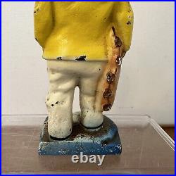 Antique Vintage Old Salt Fisherman Cast Iron Bookend Doorstop Figure 6.5in Antique Vintage Old Salt Fisherman Cast Iron Bookend Doorstop Figure 6.5in