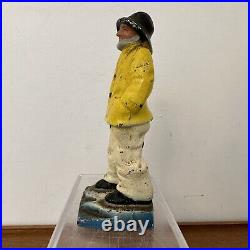 Antique Vintage Old Salt Fisherman Cast Iron Bookend Doorstop Figure 6.5in Antique Vintage Old Salt Fisherman Cast Iron Bookend Doorstop Figure 6.5in