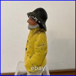 Antique Vintage Old Salt Fisherman Cast Iron Bookend Doorstop Figure 6.5in Antique Vintage Old Salt Fisherman Cast Iron Bookend Doorstop Figure 6.5in
