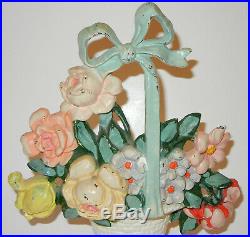 Antique Vintage Original Hubley Cast Iron #121 Floral Basket Of Flowers Doorstop
