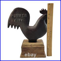 Antique/Vintage Rooster Farm Windmill Weight Hummer E 184 Cast Iron Door Stop