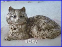 Antique Vintage Signed Hubley #335 Hearth Cast Iron Doorstop Persian Kitten Cat