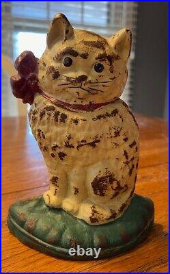 Antique Vintage cast iron doorstop Cat