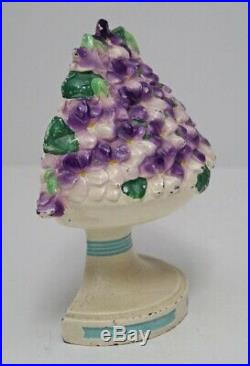 Antique Violet Bowl Flowers Cast Iron Hubley Doorstop
