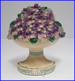 Antique Violets Bowl Flowers Cast Iron Hubley Doorstop Circa 1930