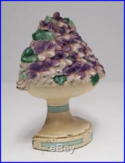 Antique Violets Bowl Flowers Cast Iron Hubley Doorstop Circa 1930