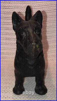 Antique Vtg HUBLEY #305 Large Scotty Scottish Terrier Cast Iron Dog Doorstop 9