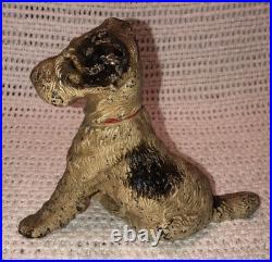 Antique Vtg HUBLEY #390 Wire Hair Fox Terrier Cast Iron Dog Doorstop Bookend 5