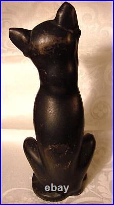 Antique Vtg HUBLEY Cast Iron Doorstop Black Cat #462 Full Figured